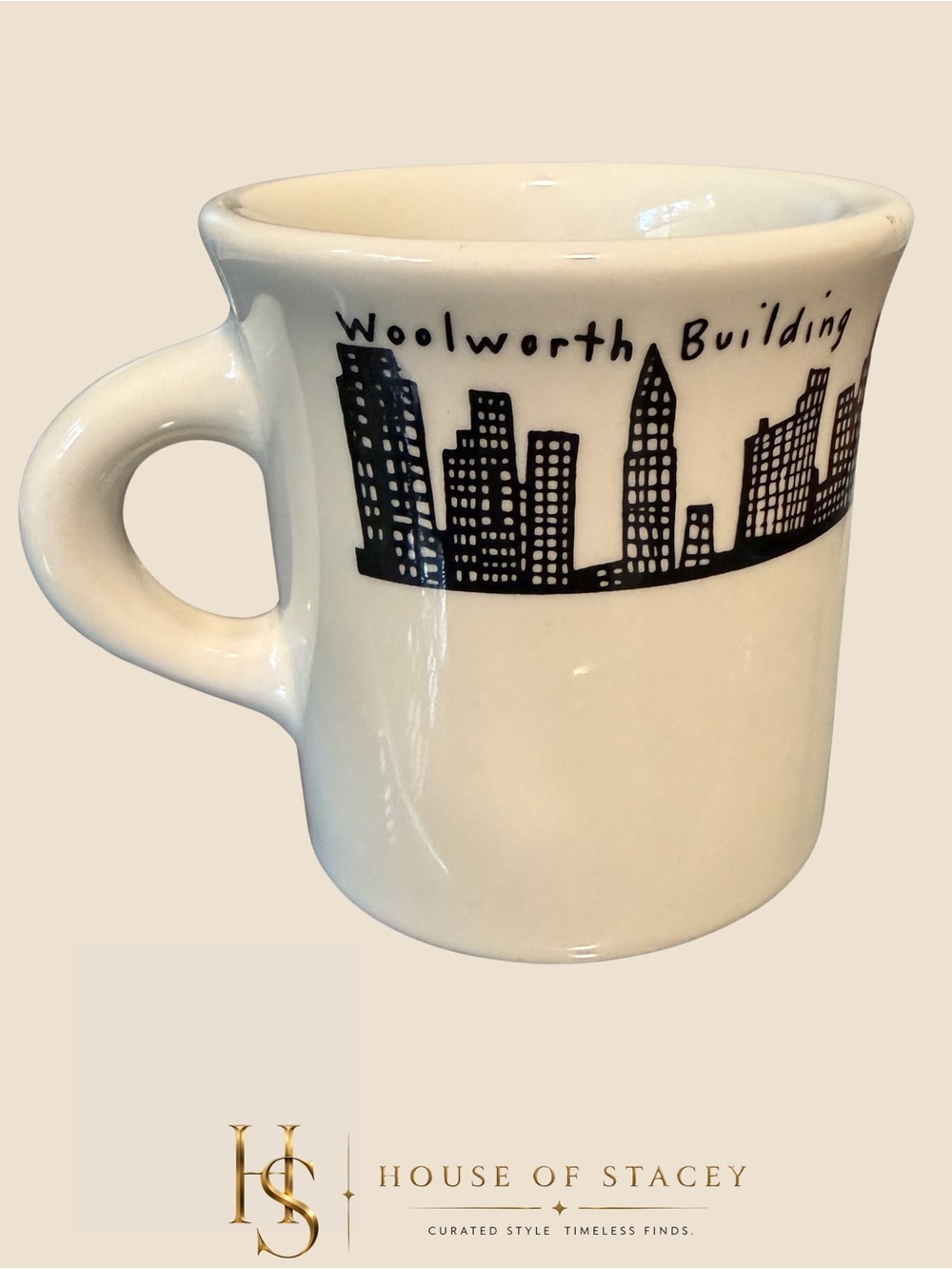 Vintage Homer Laughlin New York City Skyline Mug Twin Towers Woolworth Flatiron - Picture 2 of 6